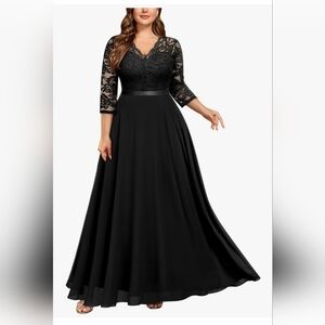 Miusol Elegant Black 3/4 Sleeve Dress